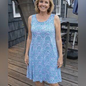 Chico's Turquoise and Purple Patterned Midi Dress